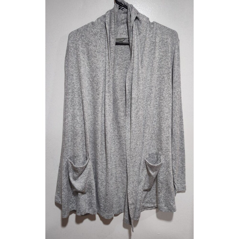 Athleta Cardigan Sweater Womens Size M Long Sleeve Open Pockets Light Gray